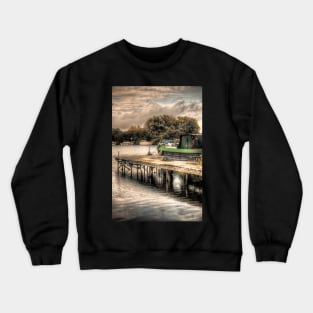 Narrow Boat and Jetty HDR Crewneck Sweatshirt